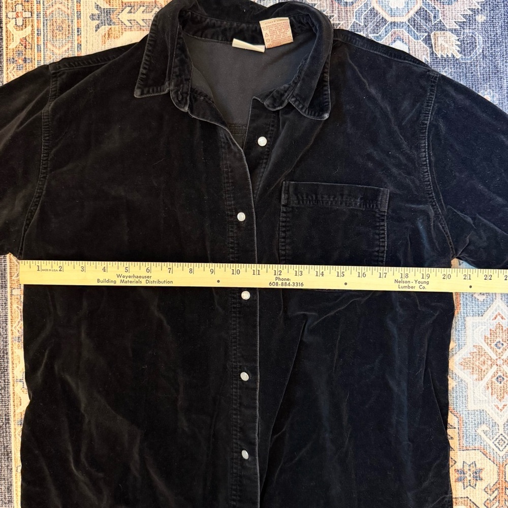 Crossroads Women’s 100% Cotton Black Velvet/Suede Button Down Long Sleeve Size M - Picture 8 of 10
